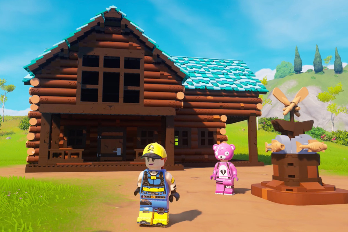 Lego Fortnite&nbsp;Village Square with a cabin